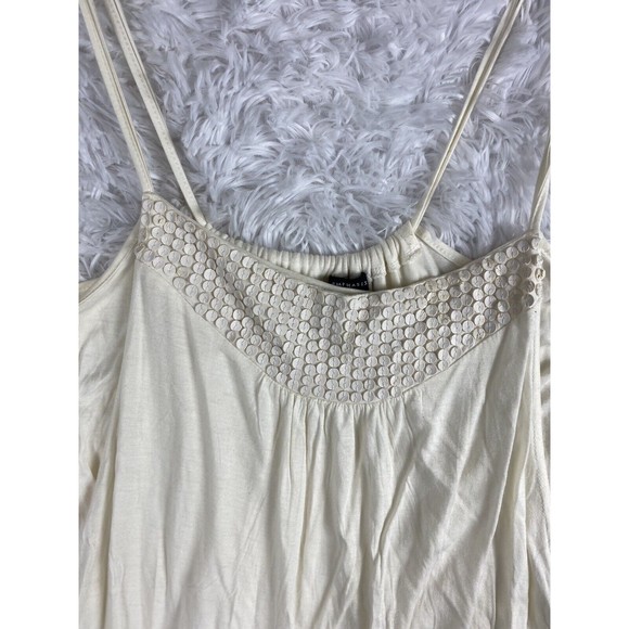 Emphasis Womens Ivory Tunic Tank Top Size L Rayon Overlap Sequins Embellished - Picture 2 of 7